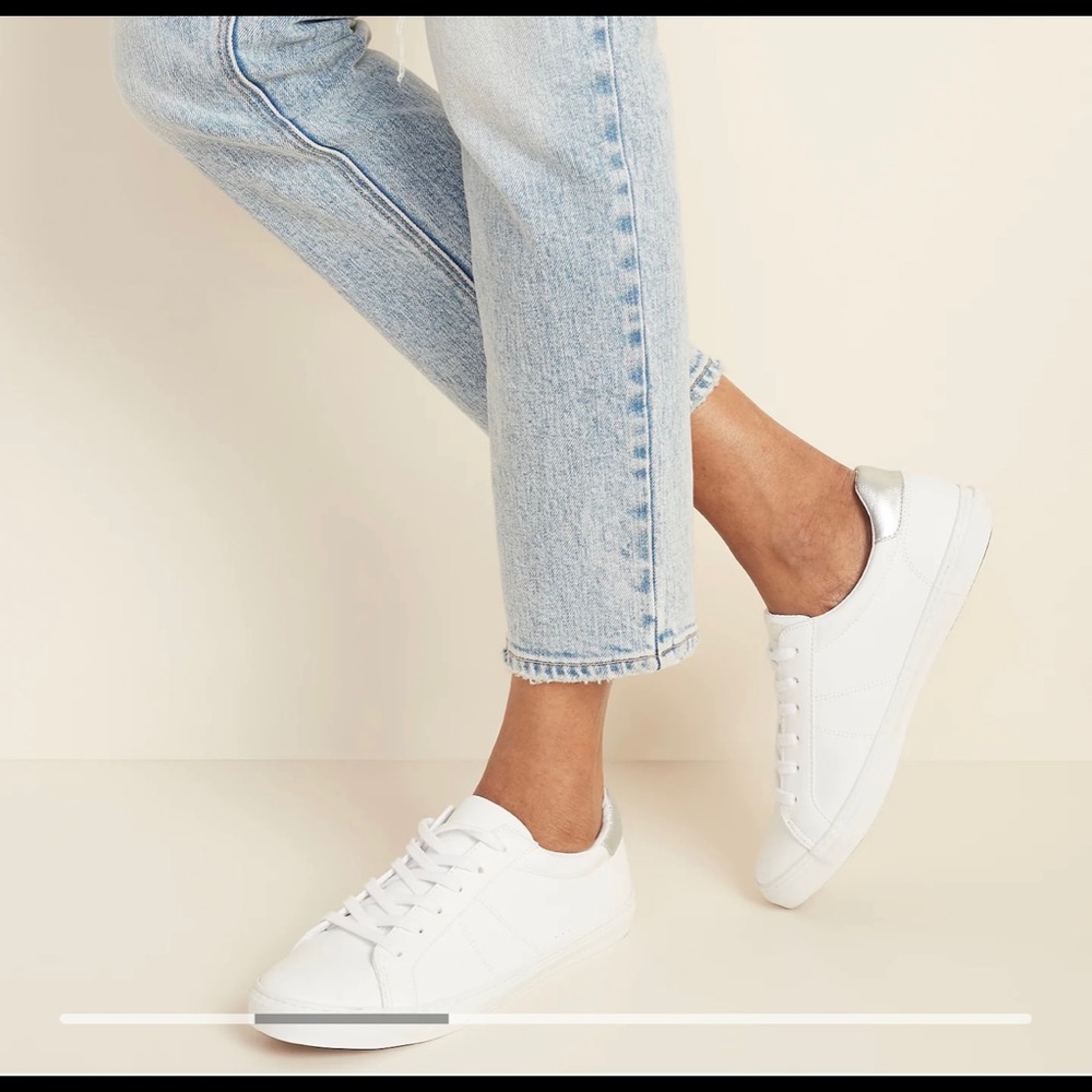 Faux leather white sneakers